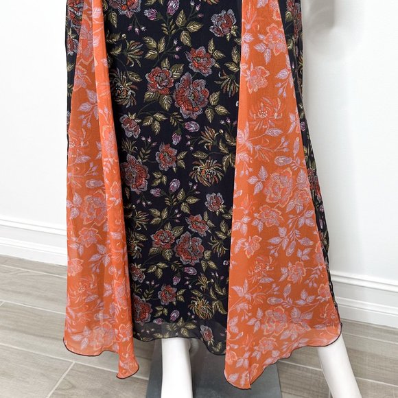 Anthropologie Laia Ines Floral Print Contrast Maxi Dress in Black Motif Size S - Picture 11 of 17